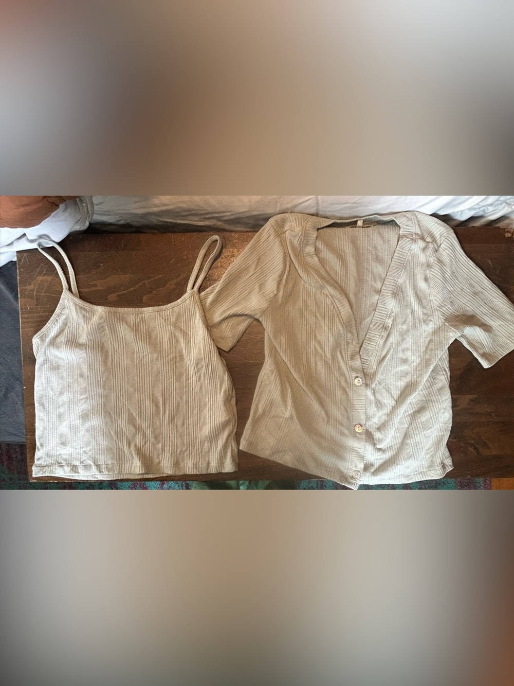 Madewell Medium Ribbed Tank and short sleeve Cardigan Set